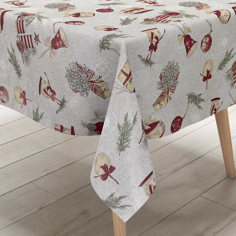 Wachstuch Tischdecke C144731 Weihnachten X- Mas Advent Tannenzweige Geschenke eckig rund oval