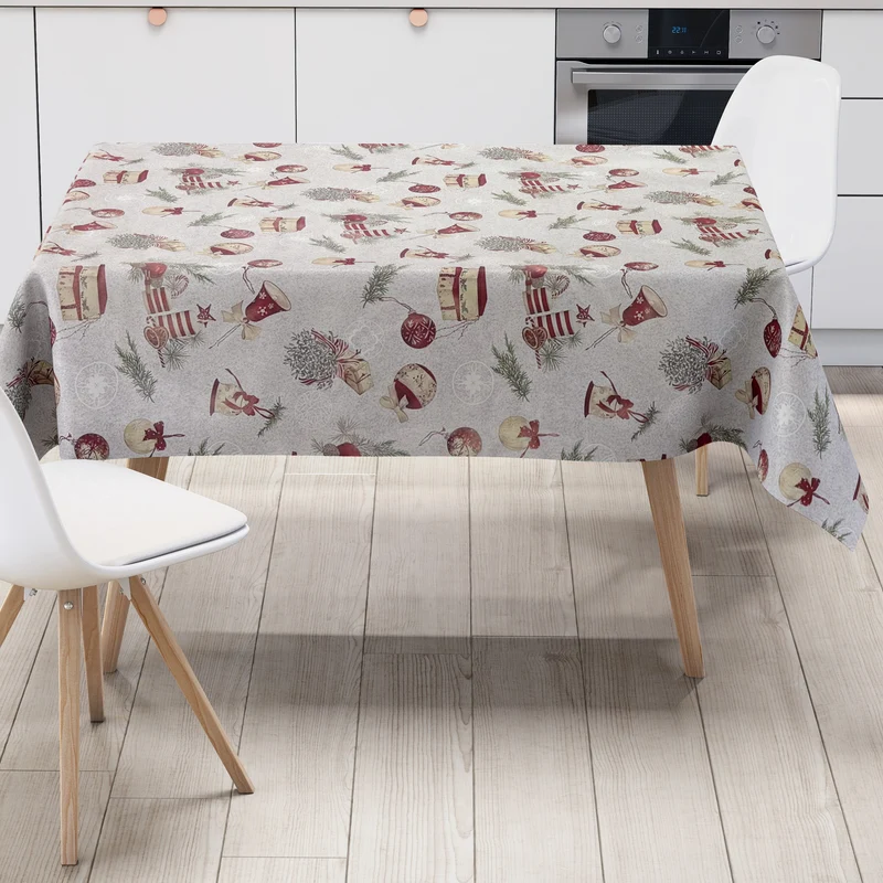Wachstuch Tischdecke C144731 Weihnachten X- Mas Advent Tannenzweige Geschenke eckig rund oval
