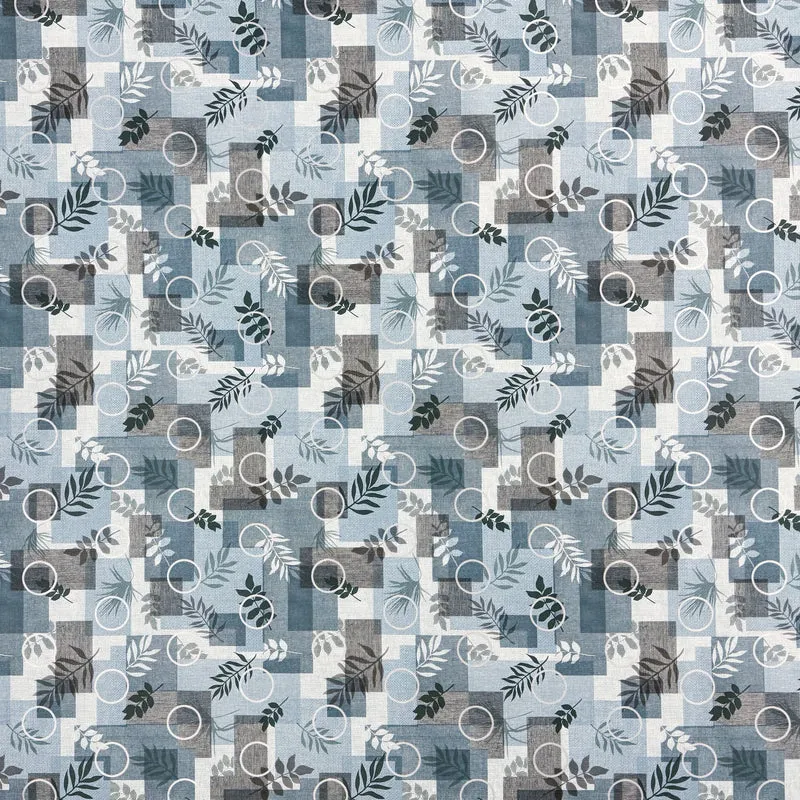 Wachstuch Tischdecke geprägt P1112-2 blau Blätter Quadrate eckig rund oval