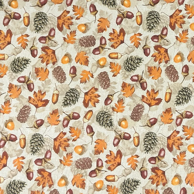 Jacquard Tischdecke aus beschichteter Baumwolle mit Fleckenschutz LLOTA Herbst Laub Tannenzapfen Eicheln autumm eckig rund oval