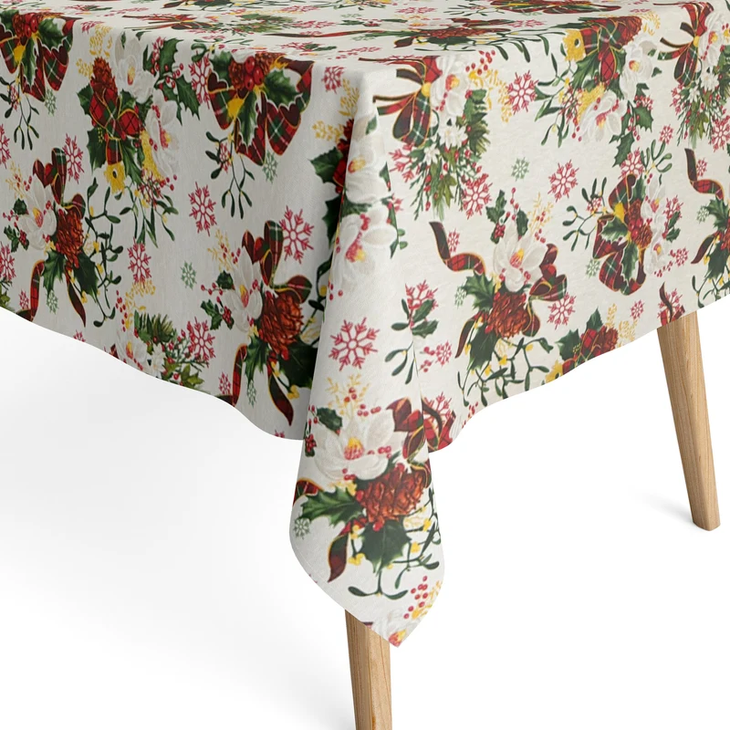 Jacquard Tischdecke aus beschichteter Baumwolle mit Fleckenschutz GUEST Weihnachten Advent Weihnachtsgesteck eckig rund oval