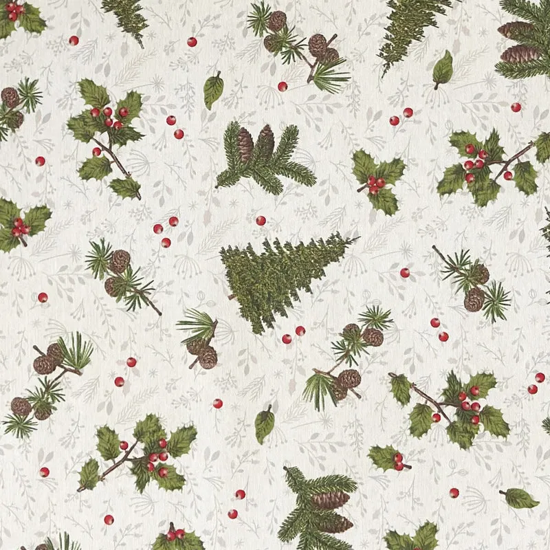 Jacquard Tischdecke aus beschichteter Baumwolle mit Fleckenschutz WODLAND Weihnachten Tannenbaum Winter Advent eckig rund oval