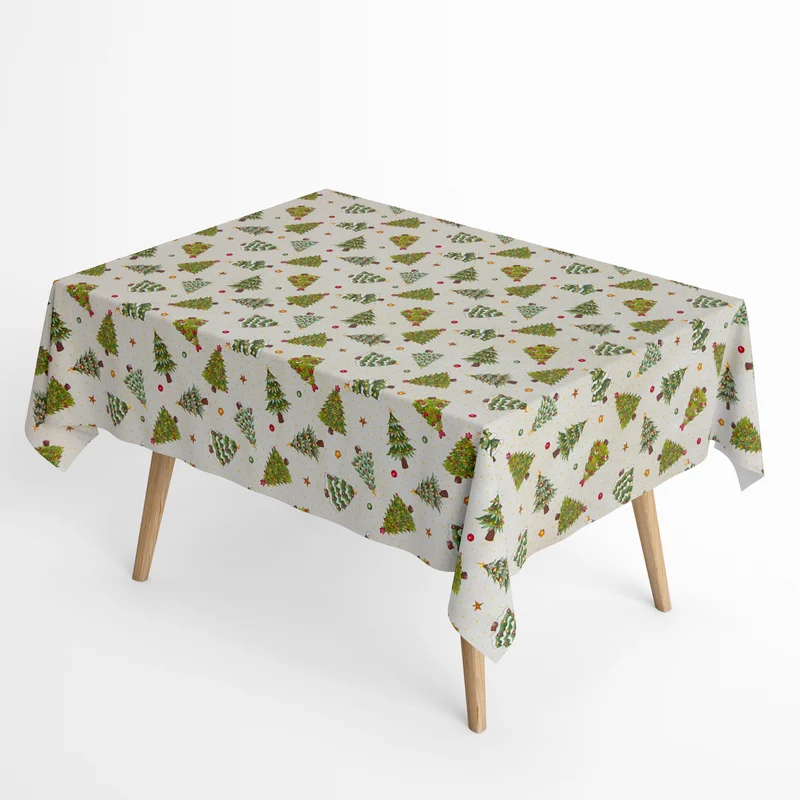 Jacquard Tischdecke aus beschichteter Baumwolle mit Fleckenschutz ARBELCO Weihnachten Tannenbäume Advent eckig rund oval