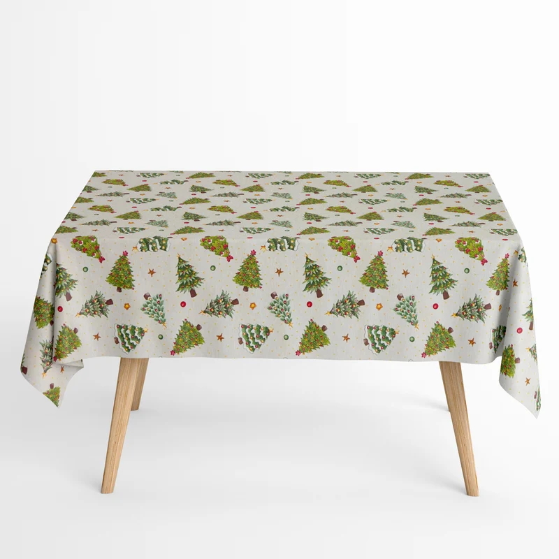 Jacquard Tischdecke aus beschichteter Baumwolle mit Fleckenschutz ARBELCO Weihnachten Tannenbäume Advent eckig rund oval