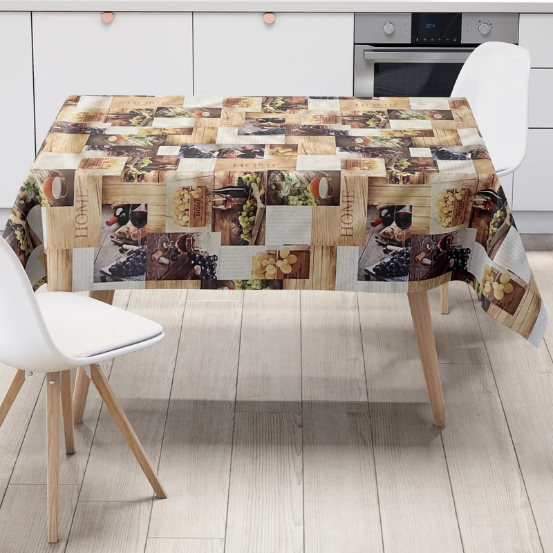 Wachstuch Tischdecke C145081 Weintrauben Wein Holz eckig rund oval Meterware