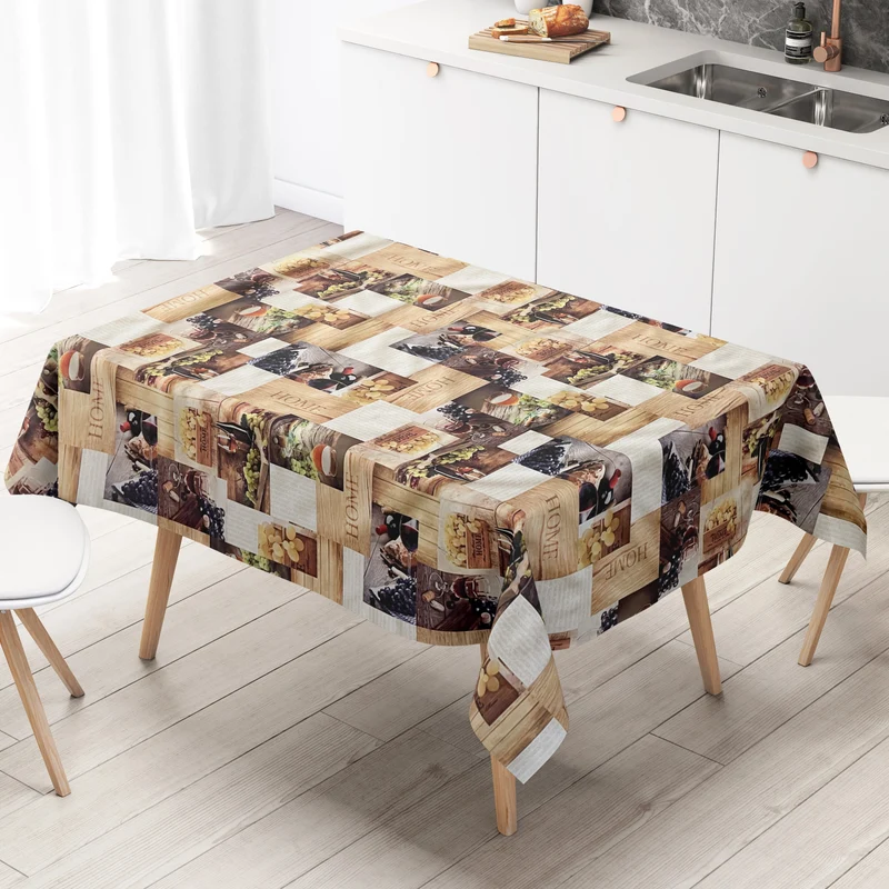 Wachstuch Tischdecke C145081 Weintrauben Wein Holz eckig rund oval Meterware