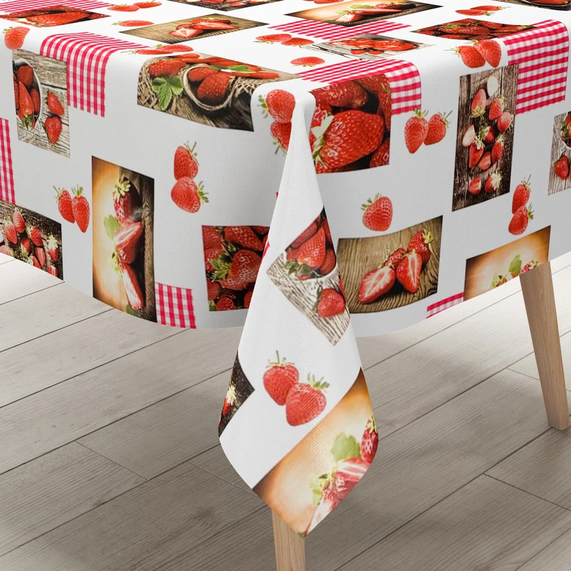 Wachstuch Tischdecke C144481 Erdbeeren Patchwork eckig rund oval