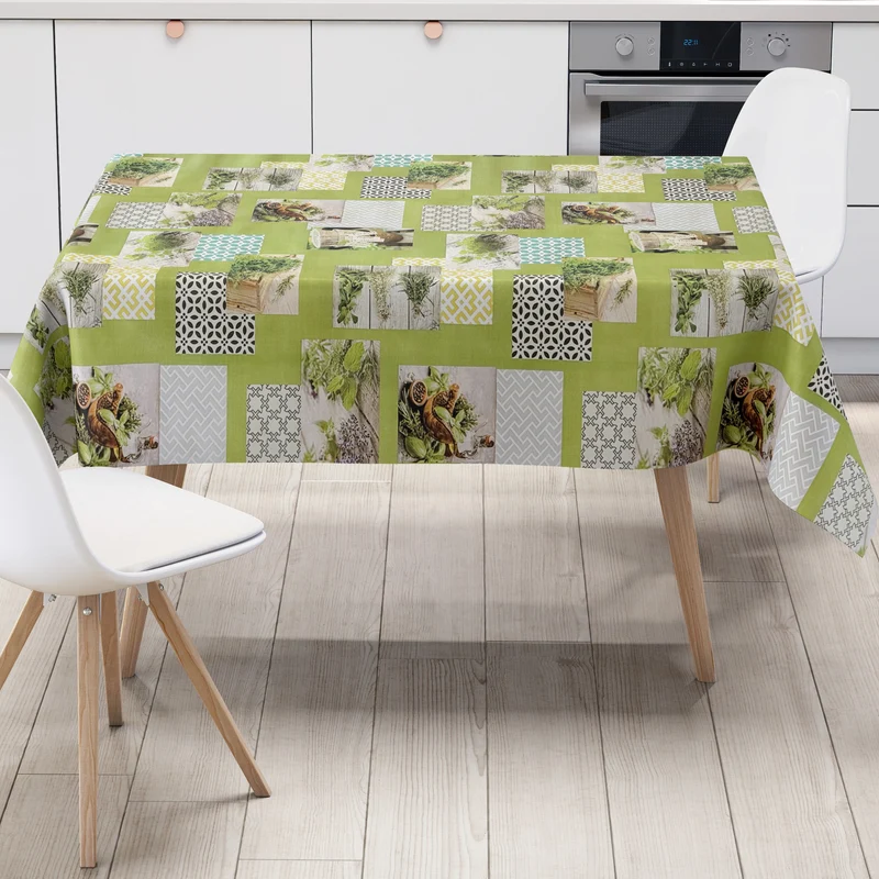 Wachstuch Tischdecke C147360 grün Kräuter Küchenmotiv eckig rund oval