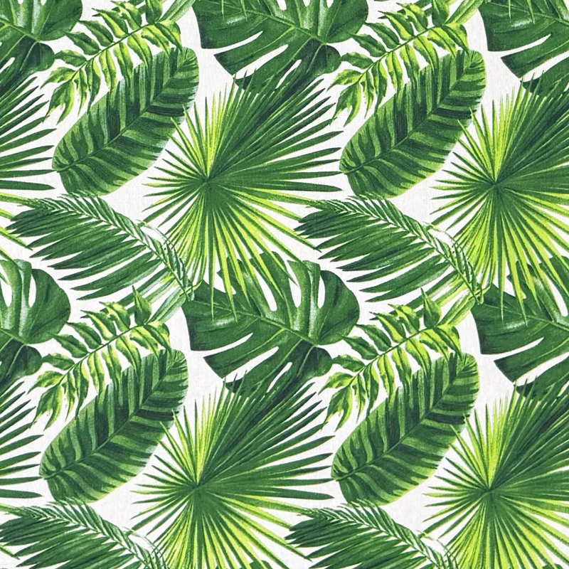 Jacquard Tischdecke aus beschichteter Baumwolle mit Fleckenschutz ARECA Dschungel Monstera Blätter eckig rund oval