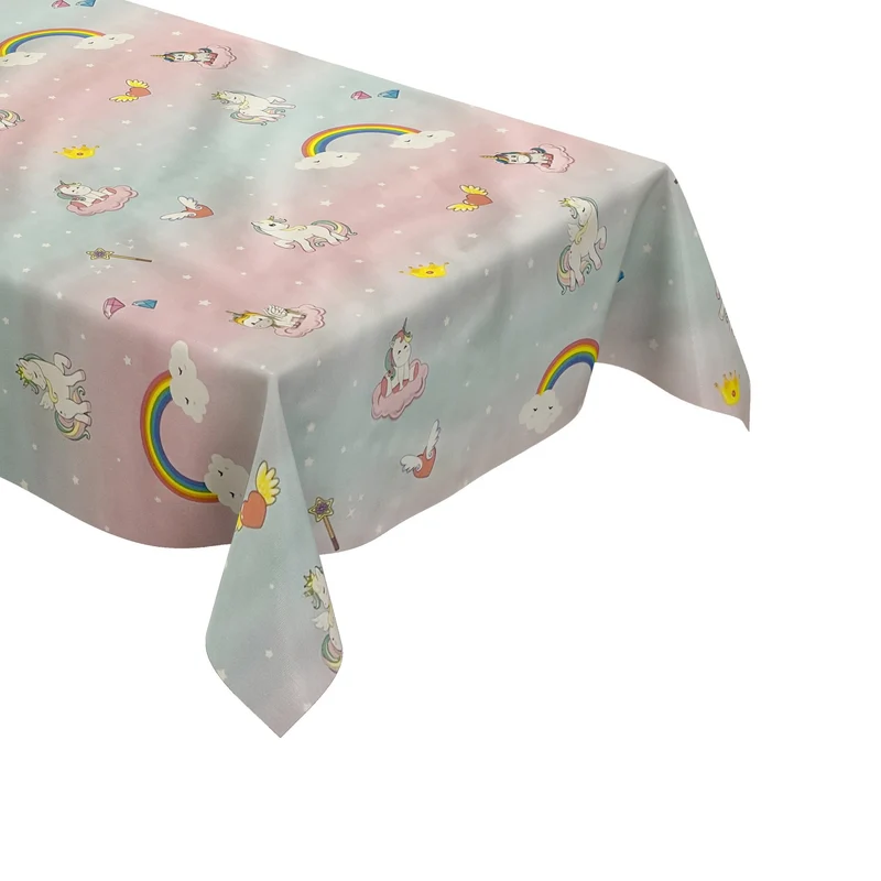 Wachstuch Tischdecke 06181-00 Einhorn Regenbogen Wolken eckig rund oval