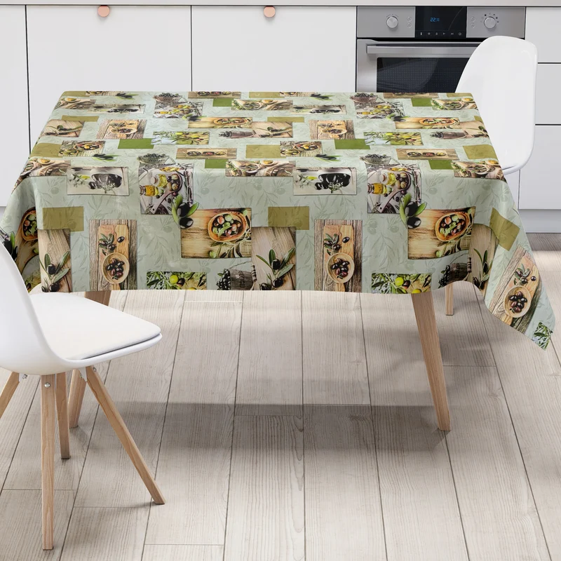 Wachstuch Tischdecke 64B grün Oliven Holz mediterran eckig rund oval