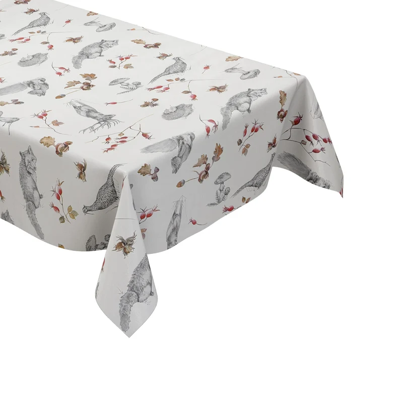 Wachstuch Tischdecke C142241 Herbst Pilze Eicheln Hirsch Igel eckig rund oval
