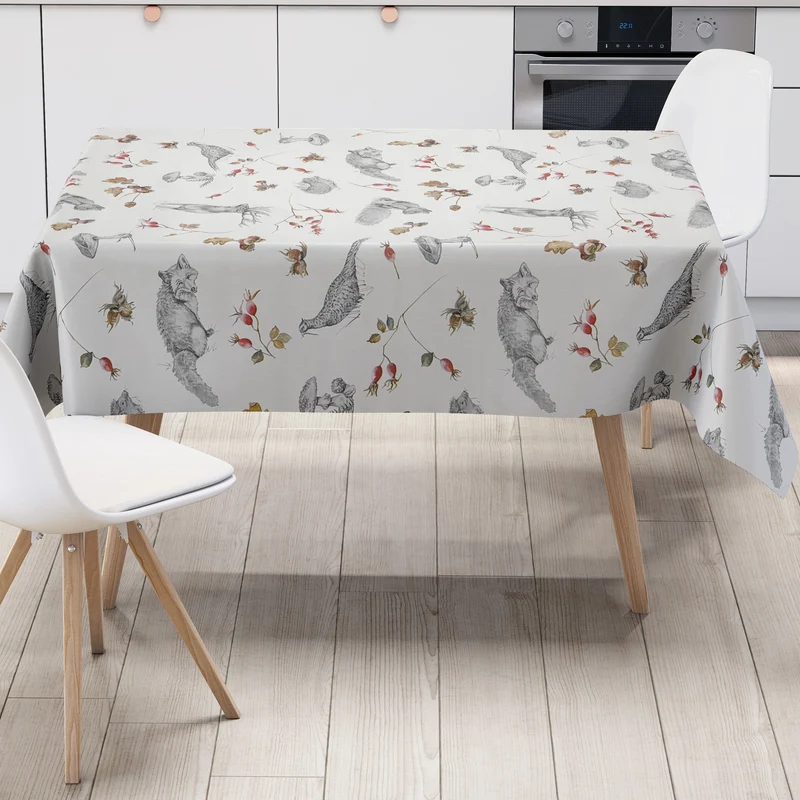 Wachstuch Tischdecke C142241 Herbst Pilze Eicheln Hirsch Igel eckig rund oval