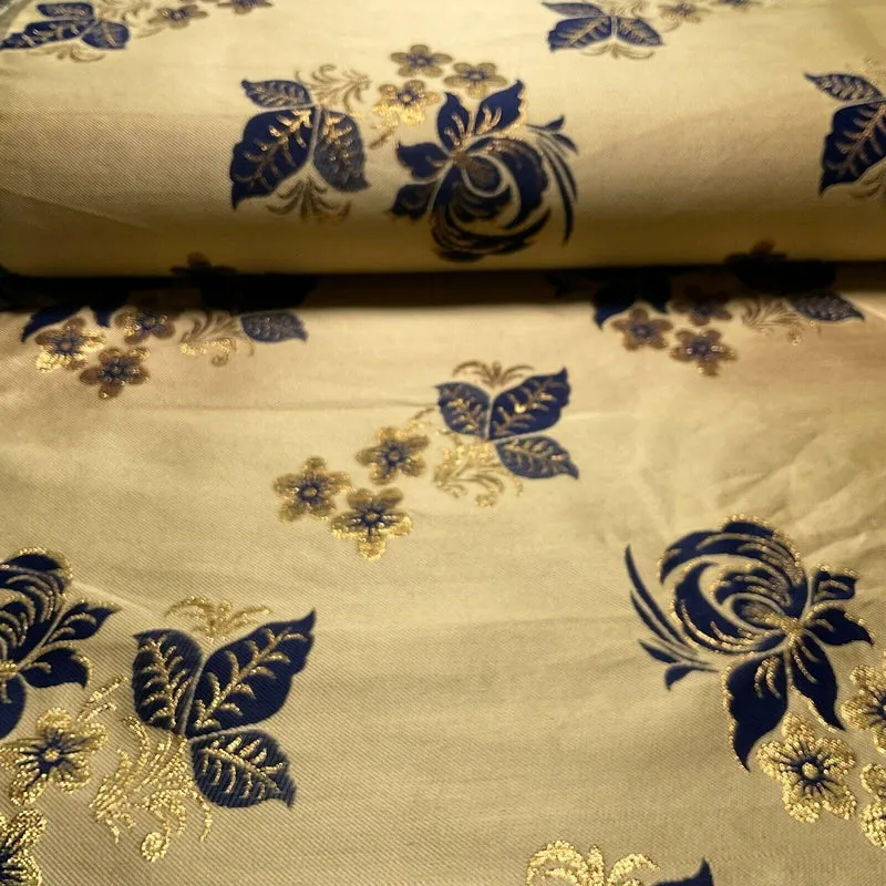 Simple Floral Brocade Wedding Banarsi Waistcoat Fabric - £18.00/m - 127cm Wide - M1504