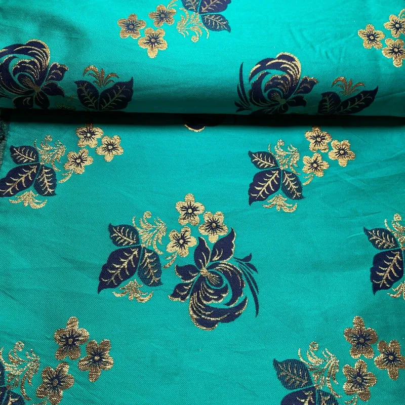 Simple Floral Brocade Wedding Banarsi Waistcoat Fabric - £18.00/m - 127cm Wide - M1504