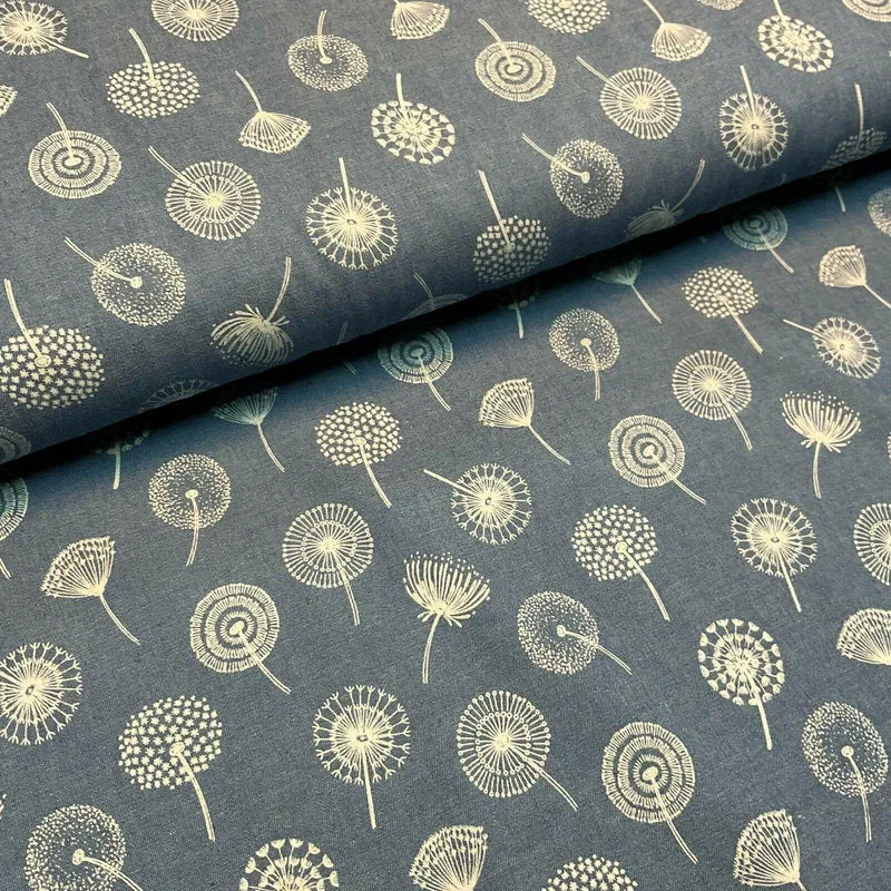 Printed 100% Cotton Chambray Denim Mixed Designs Dress Fabric 147cm M1604