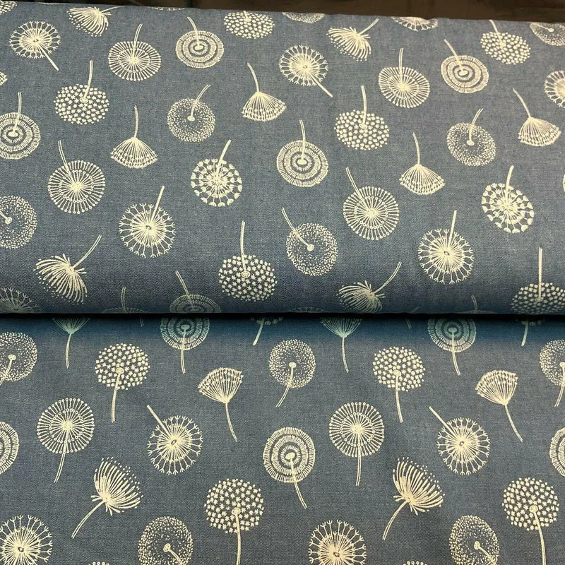 Printed 100% Cotton Chambray Denim Mixed Designs Dress Fabric 147cm M1604