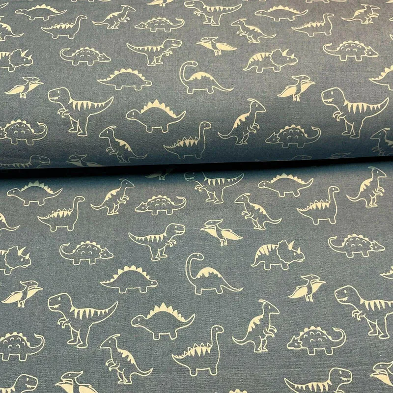 Printed 100% Cotton Chambray Denim Mixed Designs Dress Fabric 147cm M1604