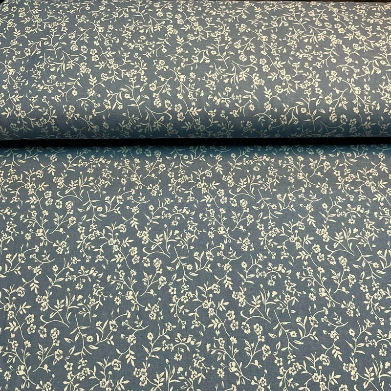 Printed 100% Cotton Chambray Denim Mixed Designs Dress Fabric 147cm M1604