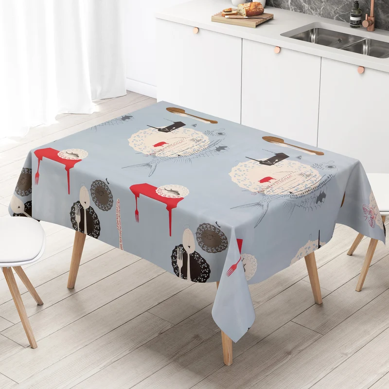 Wachstuch Tischdecke K-OZ8000 hellblau SEALIFE Fische eckig rund oval