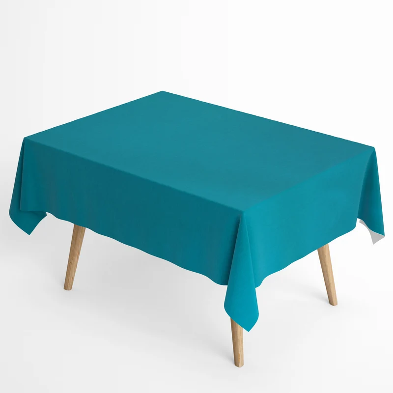 Jacquard Tischdecke aus beschichteter Baumwolle mit Fleckenschutz IBIZA AZULINA türkis uni einfarbig eckig rund oval