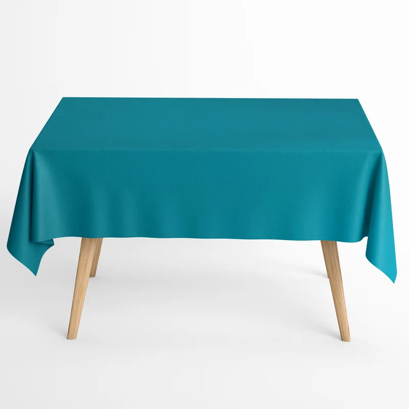 Jacquard Tischdecke aus beschichteter Baumwolle mit Fleckenschutz IBIZA AZULINA türkis uni einfarbig eckig rund oval