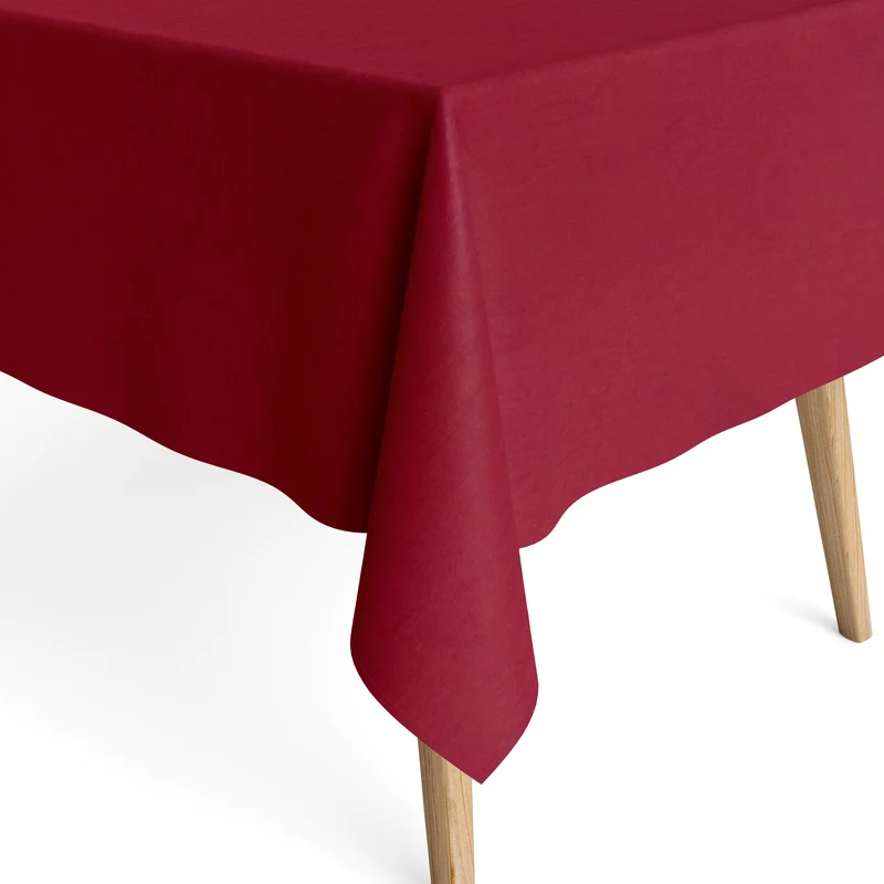 Jacquard Tischdecke aus beschichteter Baumwolle mit Fleckenschutz IBIZA BURDEOS bordeaux dunkelrot uni einfarbig eckig rund oval
