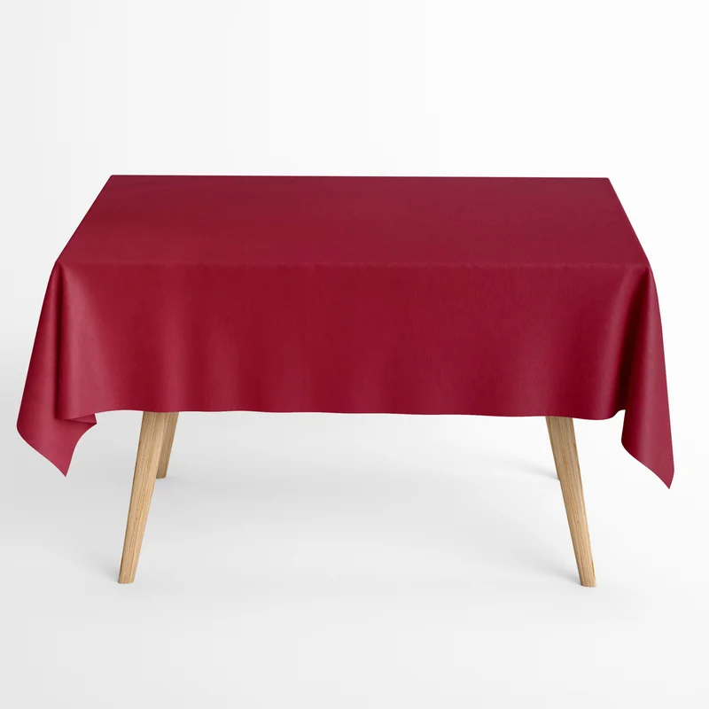 Jacquard Tischdecke aus beschichteter Baumwolle mit Fleckenschutz IBIZA BURDEOS bordeaux dunkelrot uni einfarbig eckig rund oval