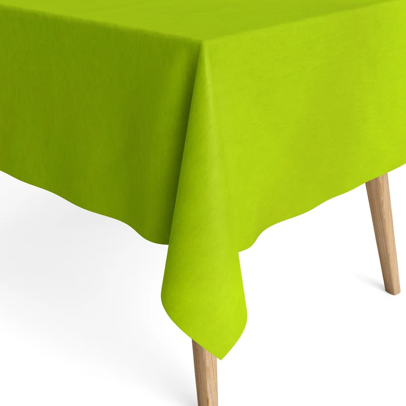Jacquard Tischdecke aus beschichteter Baumwolle mit Fleckenschutz IBIZA VERDE ACIDO hellgrün uni einfarbig eckig rund oval