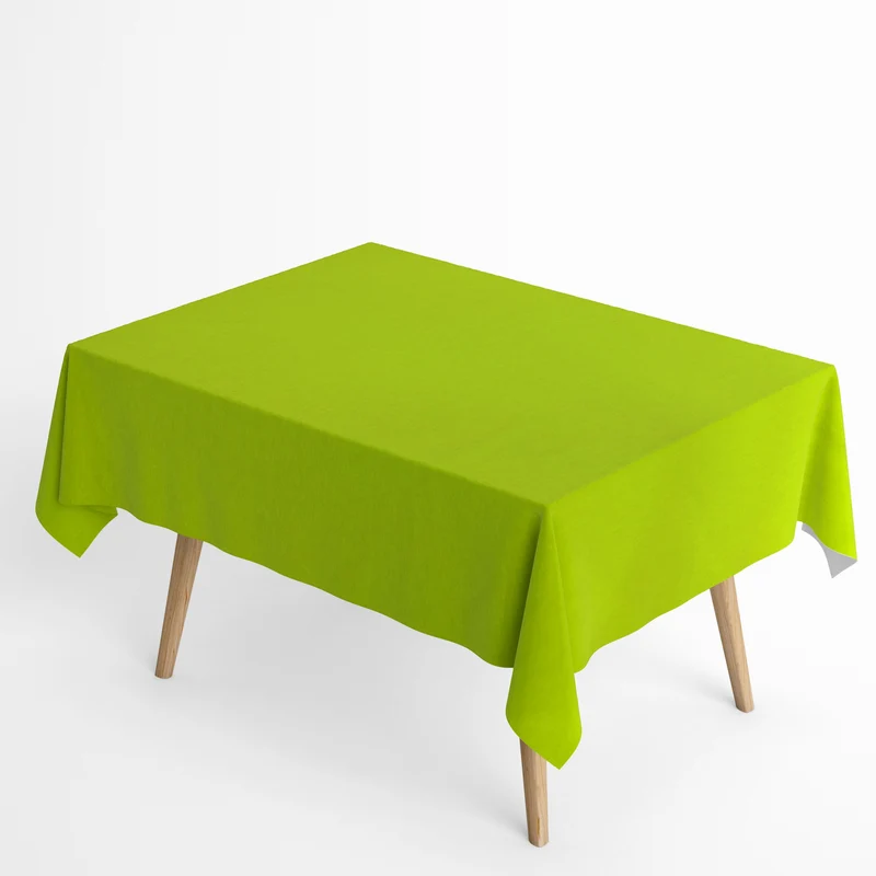 Jacquard Tischdecke aus beschichteter Baumwolle mit Fleckenschutz IBIZA VERDE ACIDO hellgrün uni einfarbig eckig rund oval