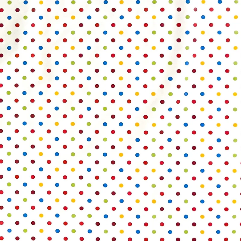 Wachstuch Tischdecke 06062-00 bunte Punkte auf weiss eckig rund oval