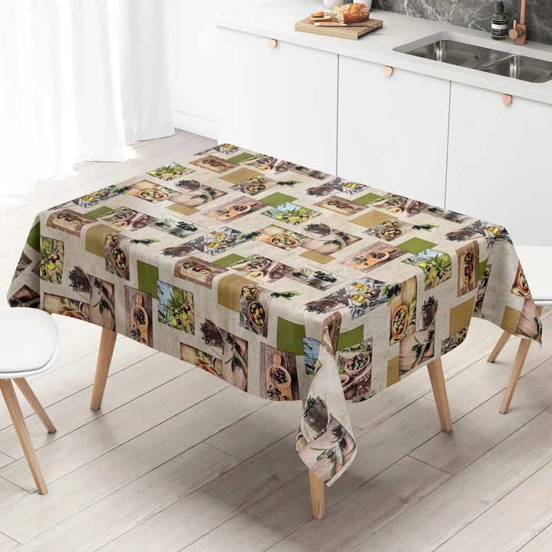 Wachstuch Tischdecke 64A beige Oliven Holz mediterran eckig rund oval