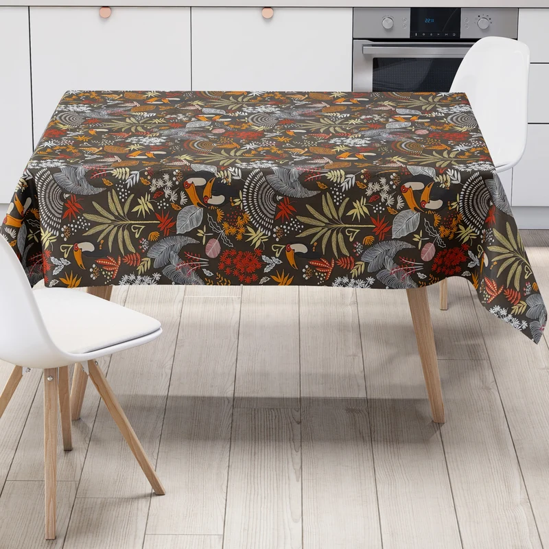 Wachstuch Tischdecke 06349-02 braun Paradies Tukan Dschungel eckig rund oval