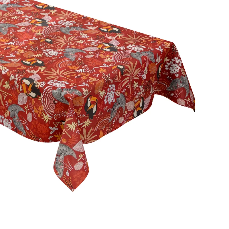 Wachstuch Tischdecke 06349-01 rot Paradies Tukan Dschungel eckig rund oval