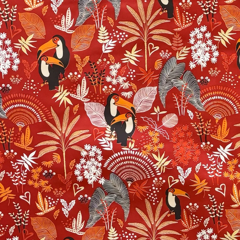 Wachstuch Tischdecke 06349-01 rot Paradies Tukan Dschungel eckig rund oval