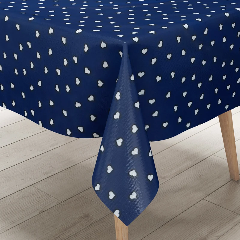 Wachstuch Tischdecke 01118-02 blau Herzen LOVE Liebe eckig rund oval