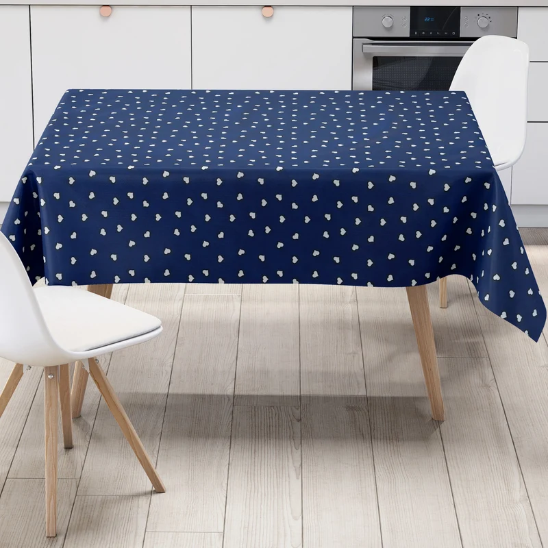 Wachstuch Tischdecke 01118-02 blau Herzen LOVE Liebe eckig rund oval