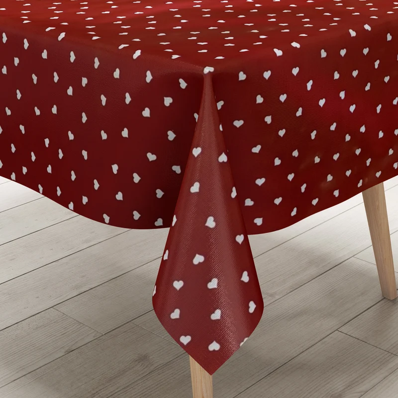 Wachstuch Tischdecke 01118-01 rot Herzen LOVE Liebe eckig rund oval