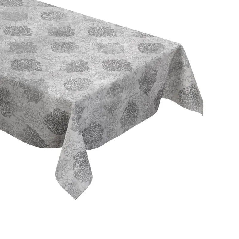 Wachstuch Tischdecke 06203-02 silber grau Ornamente Elegant Barock eckig rund oval