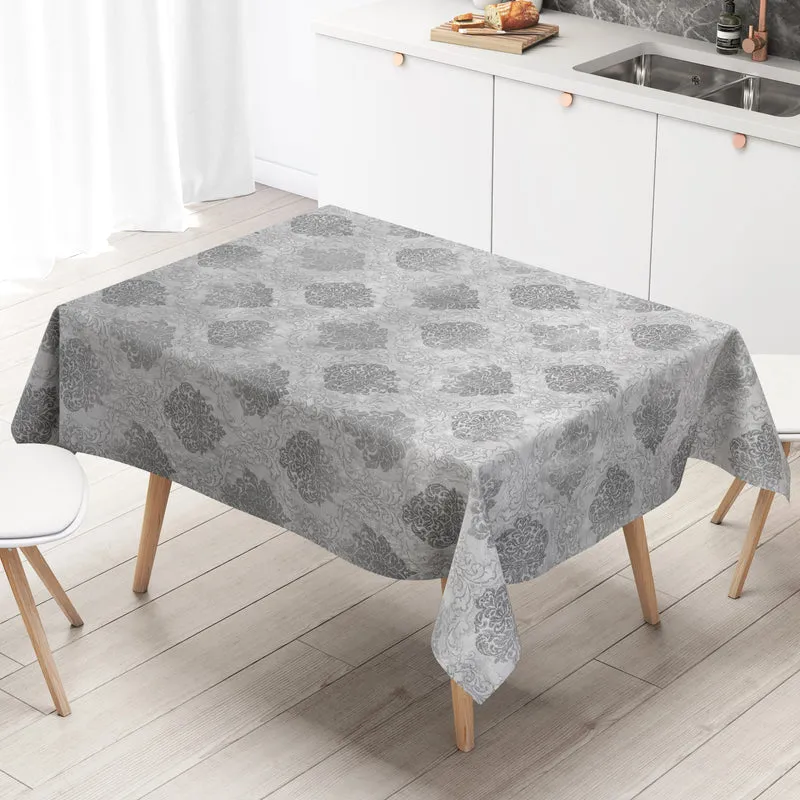 Wachstuch Tischdecke 06203-02 silber grau Ornamente Elegant Barock eckig rund oval