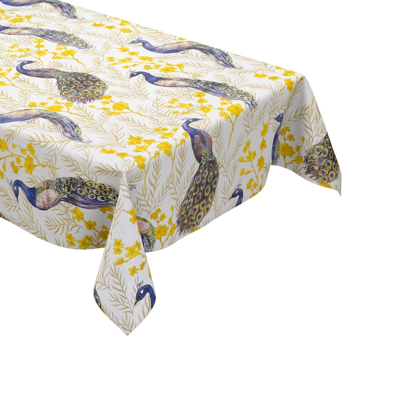 Wachstuch Tischdecke K150247 Pfau Blüten Blätter eckig rund oval