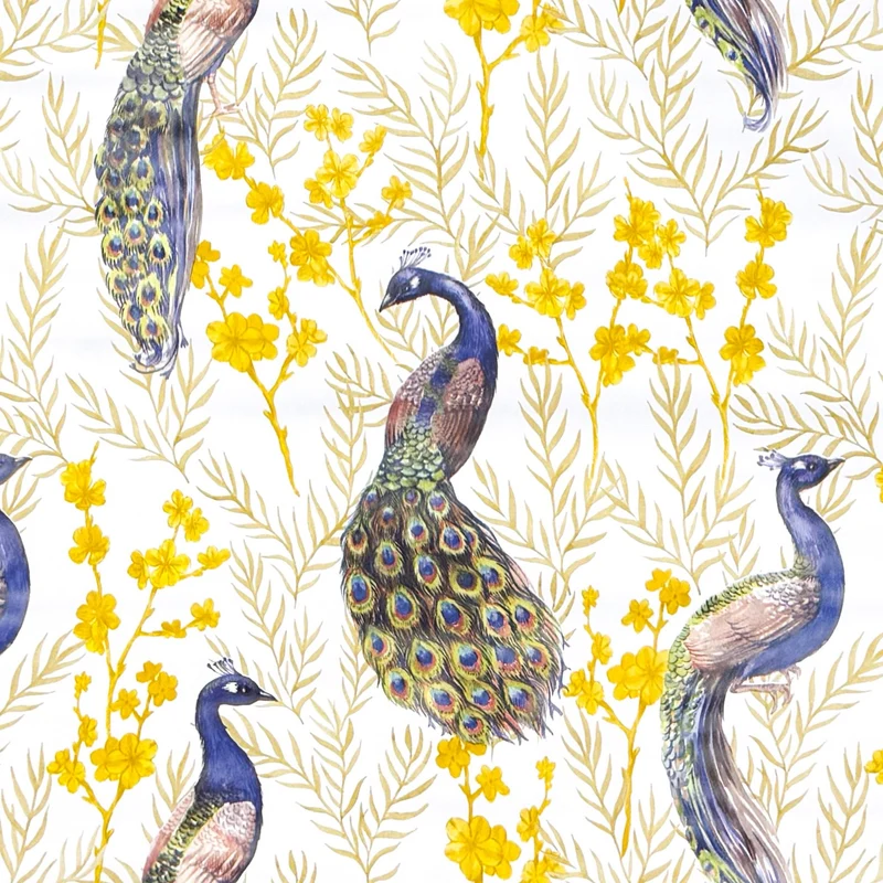 Wachstuch Tischdecke K150247 Pfau Blüten Blätter eckig rund oval