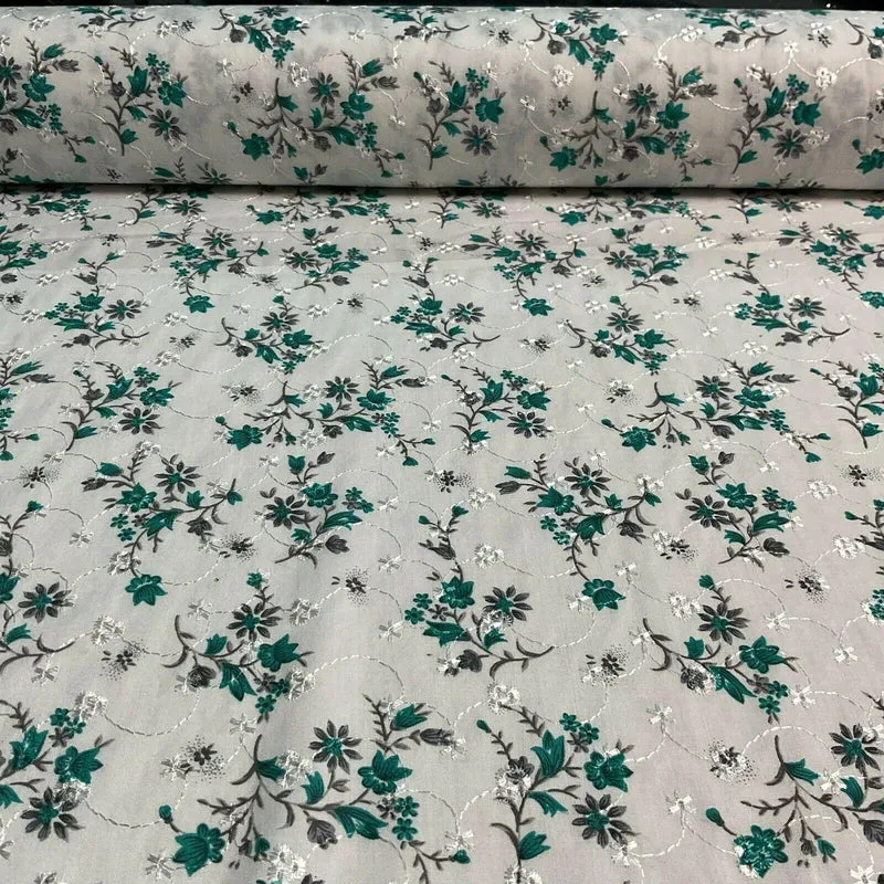 Broderie Anglaise floral Summer Floral Printed Dress fabric 100m wide M1569
