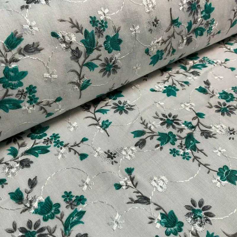 Broderie Anglaise floral Summer Floral Printed Dress fabric 100m wide M1569