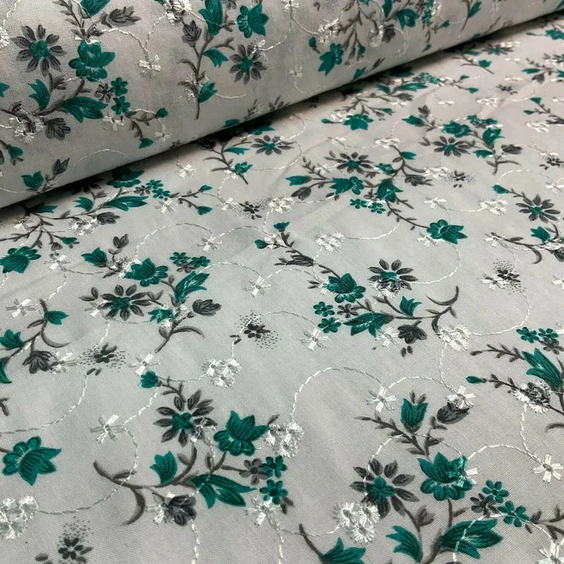 Broderie Anglaise floral Summer Floral Printed Dress fabric 100m wide M1569