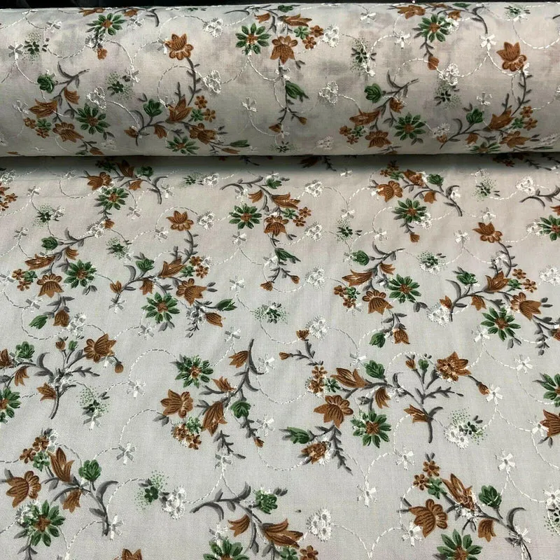 Broderie Anglaise floral Summer Floral Printed Dress fabric 100m wide M1569