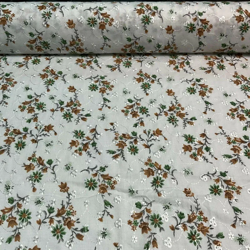 Broderie Anglaise floral Summer Floral Printed Dress fabric 100m wide M1569