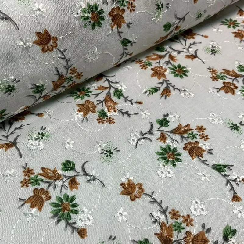 Broderie Anglaise floral Summer Floral Printed Dress fabric 100m wide M1569