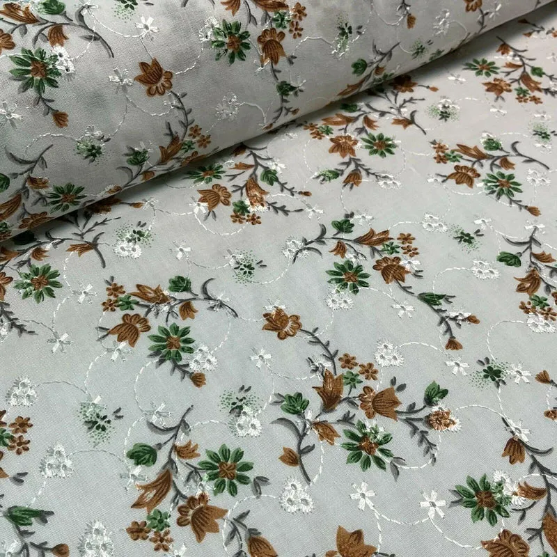 Broderie Anglaise floral Summer Floral Printed Dress fabric 100m wide M1569