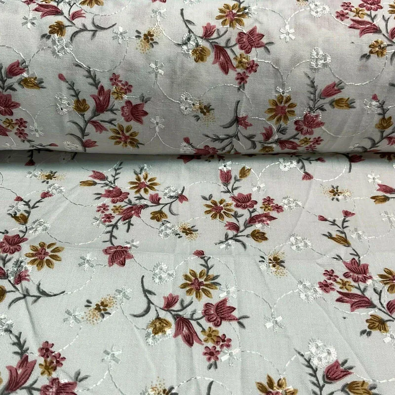 Broderie Anglaise floral Summer Floral Printed Dress fabric 100m wide M1569